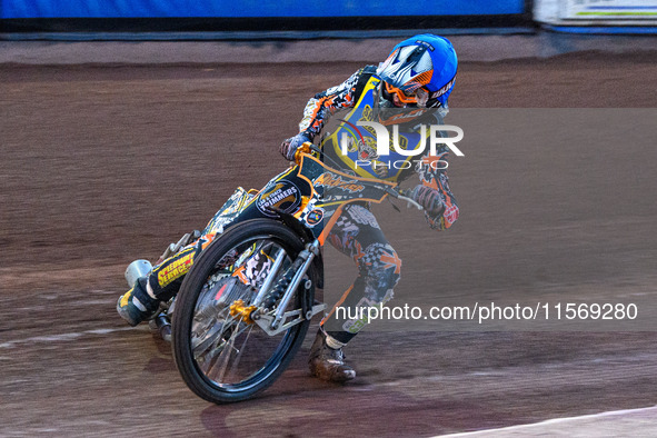 Mickie Simpson of the Sheffield Tiger Cubs competes during the WSRA National Development League match between Sheffield Tiger Cubs and Belle...