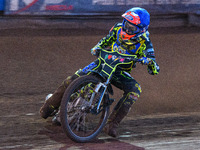 Sheffield Tiger Cubs' Ace Pijper is in action during the WSRA National Development League match between Sheffield Tiger Cubs and Belle Vue C...