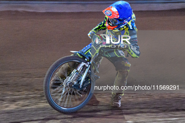 Sheffield Tiger Cubs' Ace Pijper is in action during the WSRA National Development League match between Sheffield Tiger Cubs and Belle Vue C...