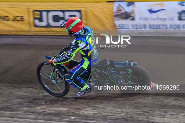 Luke Harrison of the Sheffield Tiger Cubs competes during the WSRA National Development League match between the Sheffield Tiger Cubs and th...