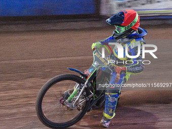 Luke Harrison of the Sheffield Tiger Cubs competes during the WSRA National Development League match between the Sheffield Tiger Cubs and th...