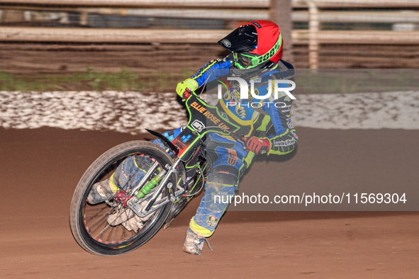 Luke Harrison of the Sheffield Tiger Cubs competes during the WSRA National Development League match between the Sheffield Tiger Cubs and th...