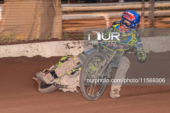 Sheffield Tiger Cubs' Ace Pijper is in action during the WSRA National Development League match between Sheffield Tiger Cubs and Belle Vue C...