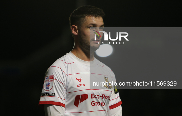 Luke Molyneux of Doncaster Rovers during the Sky Bet League 2 match between Harrogate Town and Doncaster Rovers at Wetherby Road in Harrogat...