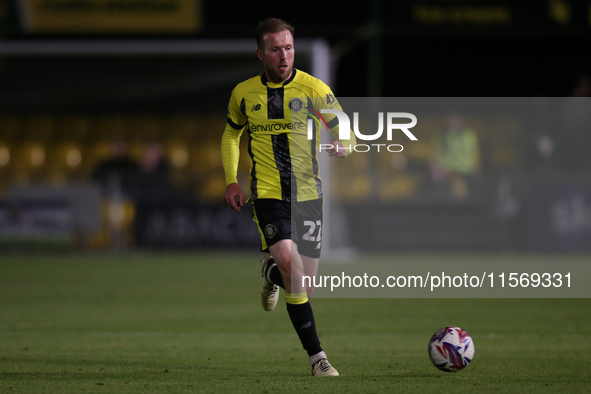 Stephen Dooley of Harrogate Town during the Sky Bet League 2 match between Harrogate Town and Doncaster Rovers at Wetherby Road in Harrogate...