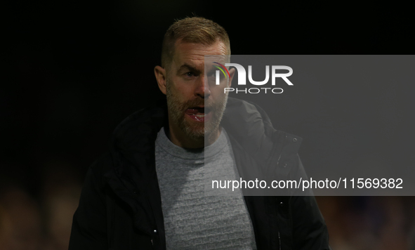 Harrogate Town Manager Simon Weaver during the Sky Bet League 2 match between Harrogate Town and Doncaster Rovers at Wetherby Road in Harrog...