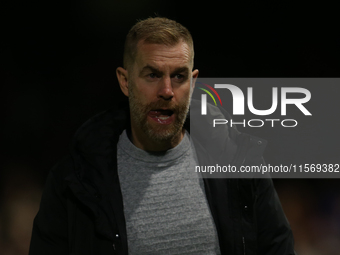 Harrogate Town Manager Simon Weaver during the Sky Bet League 2 match between Harrogate Town and Doncaster Rovers at Wetherby Road in Harrog...