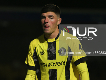 Ellis Taylor of Harrogate Town during the Sky Bet League 2 match between Harrogate Town and Doncaster Rovers at Wetherby Road in Harrogate,...