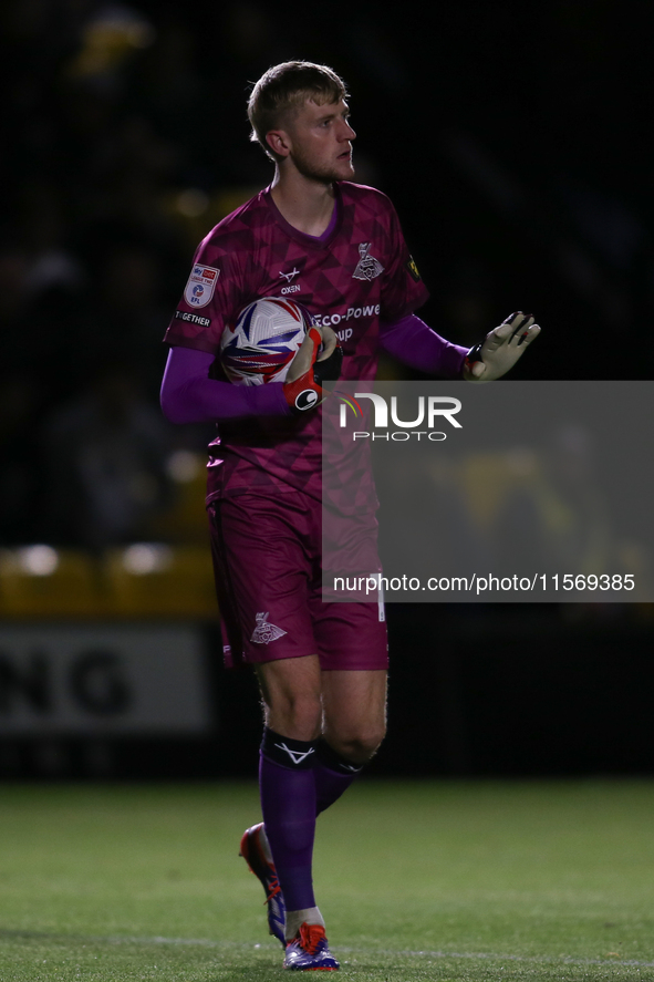 Doncaster Rovers goalkeeper Teddy Sharman-Lowe during the Sky Bet League 2 match between Harrogate Town and Doncaster Rovers at Wetherby Roa...