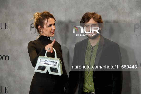 Andrea Guasch and Rosco attend the photocall for Vogue Fashion's Night Out 2024 in Madrid, Spain, on September 13, 2024. 