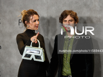 Andrea Guasch and Rosco attend the photocall for Vogue Fashion's Night Out 2024 in Madrid, Spain, on September 13, 2024. (