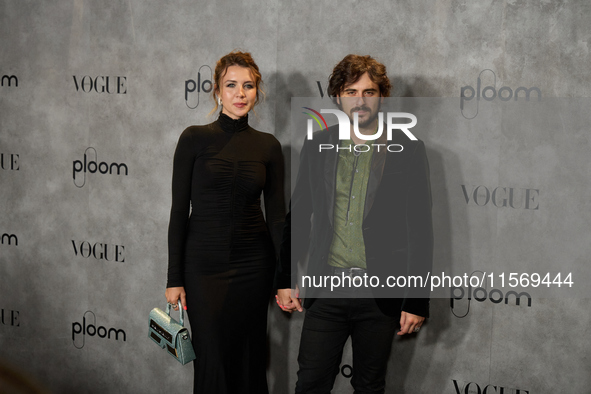 Andrea Guasch and Rosco attend the photocall for Vogue Fashion's Night Out 2024 in Madrid, Spain, on September 13, 2024. 