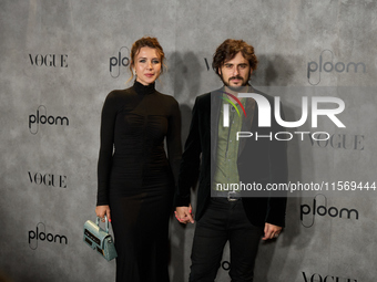 Andrea Guasch and Rosco attend the photocall for Vogue Fashion's Night Out 2024 in Madrid, Spain, on September 13, 2024. (