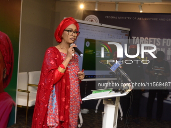 Minister of Art, Culture, and Creative Economy, Hannatu Musa Musawa, speaks during the Ministry of Art, Culture, and Creative Economy's ''Co...