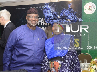 L-R: Mr. Seyi Akinwumi, a lawyer, and Chief Nike Davies-Okundaye, founder of Nike Art Gallery, during the Ministry of Art, Culture and Creat...