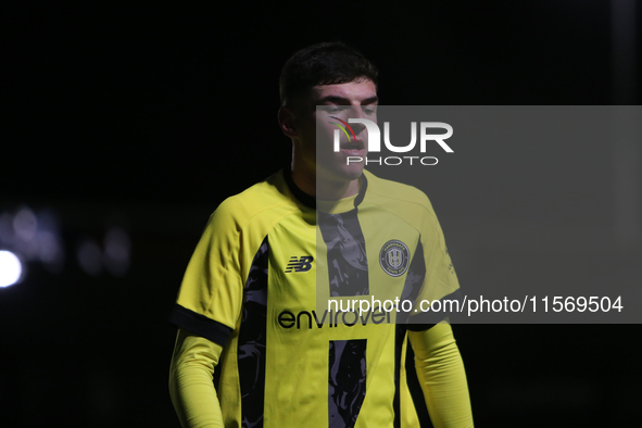 Ellis Taylor of Harrogate Town during the Sky Bet League 2 match between Harrogate Town and Doncaster Rovers at Wetherby Road in Harrogate,...