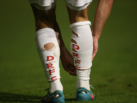 Holes are cut into the socks of Doncaster Rovers's Jamie Sterry during the Sky Bet League 2 match between Harrogate Town and Doncaster Rover...