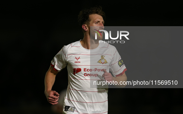 Tom Anderson of Doncaster Rovers during the Sky Bet League 2 match between Harrogate Town and Doncaster Rovers at Wetherby Road in Harrogate...