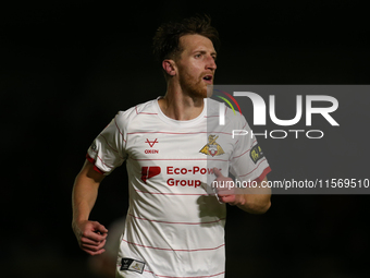 Tom Anderson of Doncaster Rovers during the Sky Bet League 2 match between Harrogate Town and Doncaster Rovers at Wetherby Road in Harrogate...