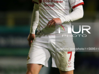 Luke Molyneux of Doncaster Rovers during the Sky Bet League 2 match between Harrogate Town and Doncaster Rovers at Wetherby Road in Harrogat...