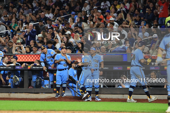 Anthony Maisano #51 of New York's Finest scores during the baseball game against the FDNY baseball team in the ''Battle of Badges'' at Citi...