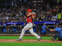 Tom McKenna #30 bats during the baseball game against the NYPD baseball team in the 'Battle of Badges' at Citi Field in Corona, New York, on...