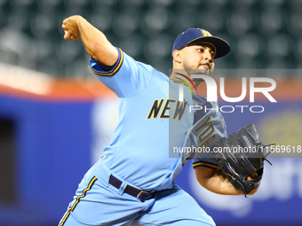 New York's Finest pitcher Matt Villalobos #21 throws during the baseball game against the FDNY baseball team in the 'Battle of Badges' at Ci...