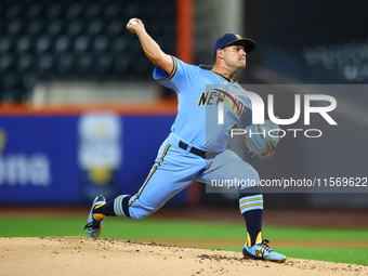 New York's Finest pitcher Scott Hannon #41 throws during the baseball game against the FDNY baseball team in 'Battle of Badges' at Citi Fiel...