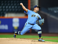 New York's Finest pitcher Scott Hannon #41 throws during the baseball game against the FDNY baseball team in 'Battle of Badges' at Citi Fiel...