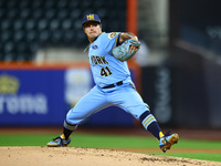 New York's Finest pitcher Scott Hannon #41 throws during the baseball game against the FDNY baseball team in 'Battle of Badges' at Citi Fiel...