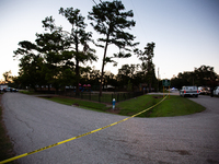 Houston Police investigate a double homicide at Bauer Pocket Park in Northwest Houston on September 12, 2024. The shooting leaves two dead,...