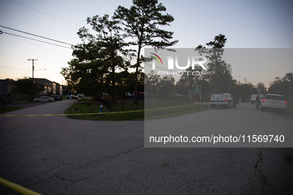 Houston Police investigate a double homicide at Bauer Pocket Park in Northwest Houston on September 12, 2024. The shooting leaves two dead,...