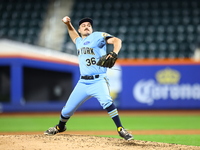 New York's Finest pitcher James Bilcik #36 throws during the baseball game against the FDNY baseball team in the 'Battle of Badges' at Citi...