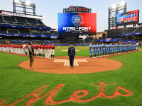 The national anthem is performed before the 'Battle of Badges' at Citi Field in Corona, N.Y., on September 12, 2024. (