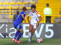 Cora Zicai of Germany and Luciana Perez of Argentina fight for the ball during the FIFA U-20 Women's World Cup 2024 match between Germany an...