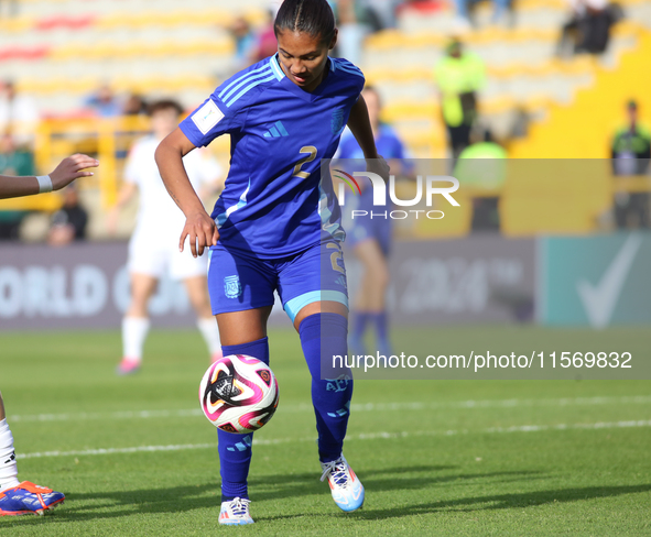 Camila Duarte of Argentina controls the ball during the FIFA U-20 Women's World Cup 2024 match between Germany and Argentina at the Techo st...