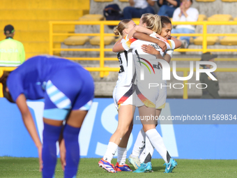 Germany players celebrate the goal during the FIFA U-20 Women's World Cup 2024 match between Germany and Argentina at the Techo stadium in B...