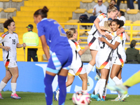 Germany players celebrate the goal during the FIFA U-20 Women's World Cup 2024 match between Germany and Argentina at the Techo stadium in B...