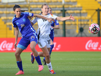 Sophie Nachtigall of Germany and Serena Rodriguez of Argentina fight for the ball during the FIFA U-20 Women's World Cup 2024 match between...