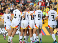 Germany players celebrate the goal during the FIFA U-20 Women's World Cup 2024 match between Germany and Argentina at the Techo stadium in B...