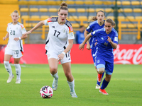 Alara Sehitler of Germany and Juana Cangaro of Argentina fight for the ball during the FIFA U-20 Women's World Cup 2024 match between German...