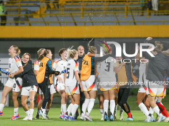 Germany players celebrate victory during the FIFA U-20 Women's World Cup 2024 match between Germany and Argentina at the Techo stadium in Bo...