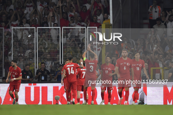 Kerem Akturkoglu of Turkey celebrates after scoring  during the UEFA Nations League 2024/25 League B Group B4 match between Turkiye and Icel...