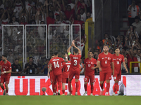 Kerem Akturkoglu of Turkey celebrates after scoring  during the UEFA Nations League 2024/25 League B Group B4 match between Turkiye and Icel...