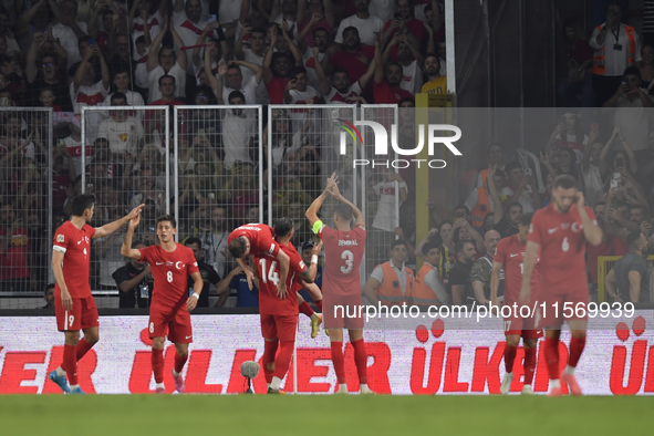 Kerem Akturkoglu of Turkey celebrates after scoring  during the UEFA Nations League 2024/25 League B Group B4 match between Turkiye and Icel...