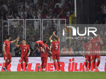 Kerem Akturkoglu of Turkey celebrates after scoring  during the UEFA Nations League 2024/25 League B Group B4 match between Turkiye and Icel...