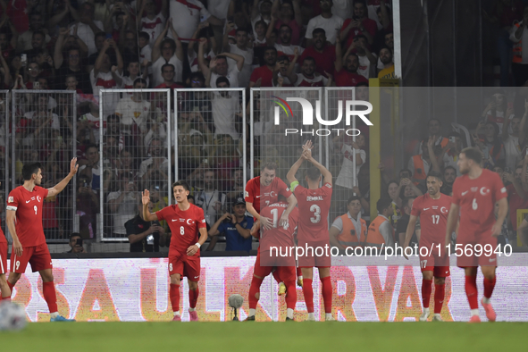 Kerem Akturkoglu of Turkey celebrates after scoring  during the UEFA Nations League 2024/25 League B Group B4 match between Turkiye and Icel...