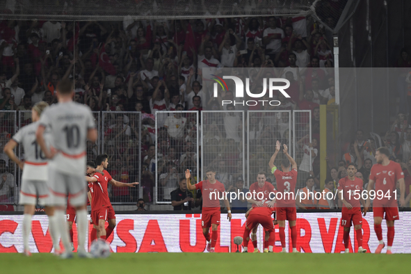 Kerem Akturkoglu of Turkey celebrates after scoring  during the UEFA Nations League 2024/25 League B Group B4 match between Turkiye and Icel...