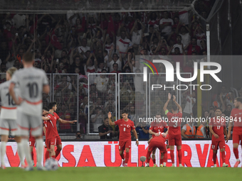 Kerem Akturkoglu of Turkey celebrates after scoring  during the UEFA Nations League 2024/25 League B Group B4 match between Turkiye and Icel...