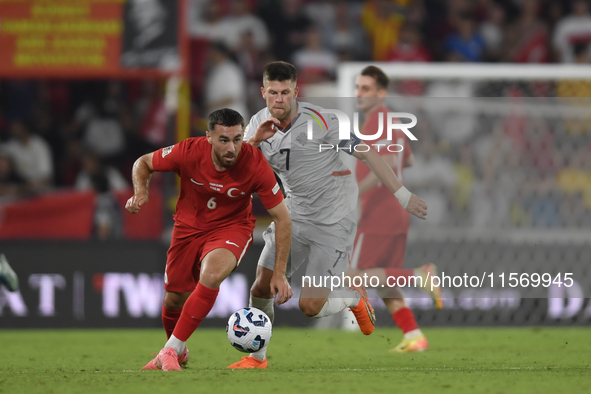 Orkun Kokcu of Turkey  during the UEFA Nations League 2024/25 League B Group B4 match between Turkiye and Iceland at Gürsel Aksel Stadium on...